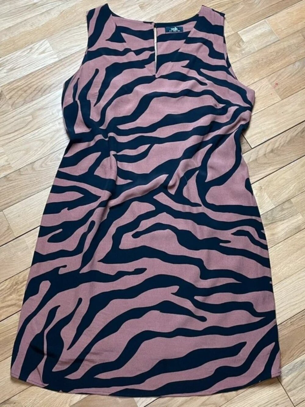 wallis womens rt black zebra print shift dress 14 smart casual workwear viscose